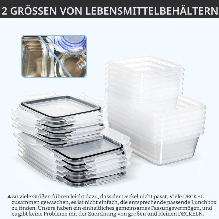 12 Frischhaltedosen mit Deckel, Gefrierdosen, meal prep boxen, 6 x 1L/0.52L, BPA-frei,luftdicht, mik