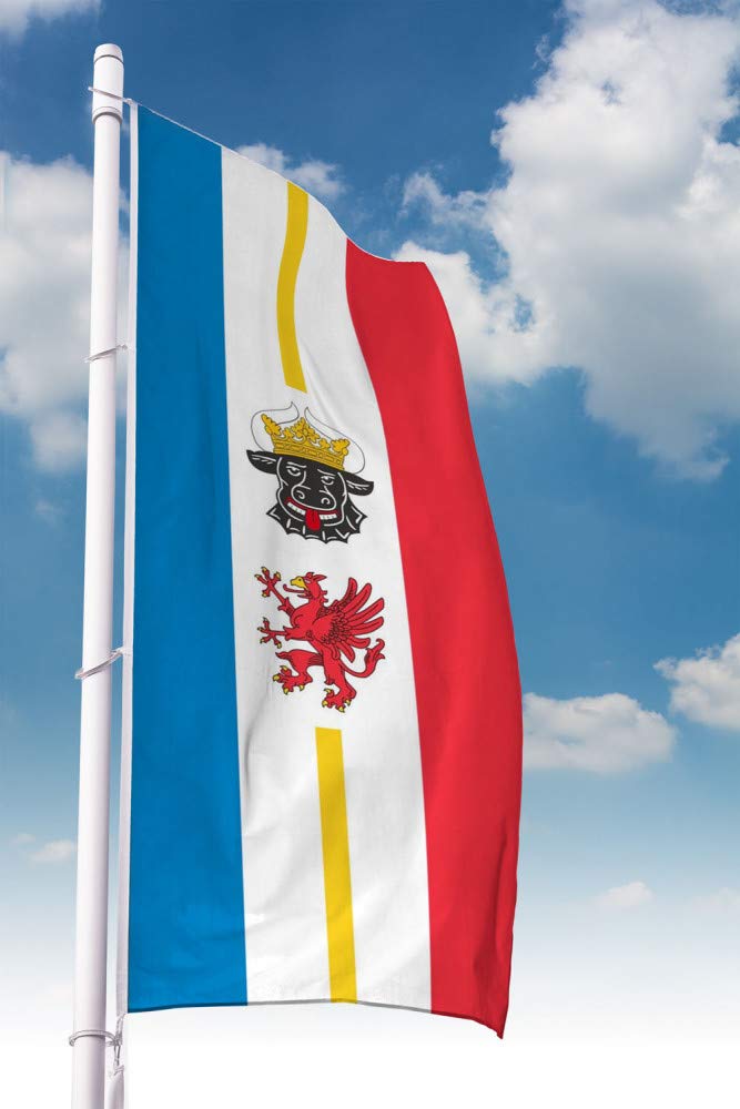 Deitert Bundesland-Flagge Mecklenburg-Vorpommern – 150x600 cm Mecklenburg-Vorpommern Fahne mit Wappe