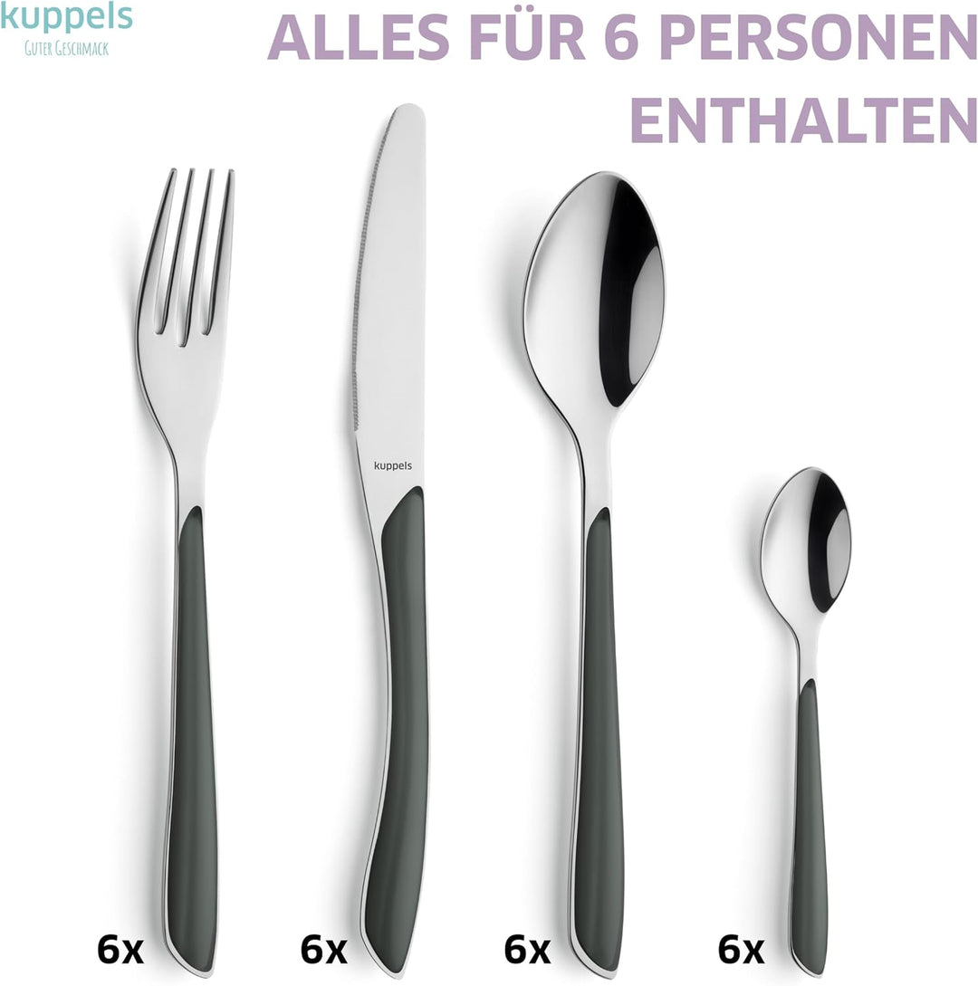 Kuppels Prisma Besteck Set für 6 Personen aus Edelstahl poliert | Besteckset 24-teilig | Hochwertige