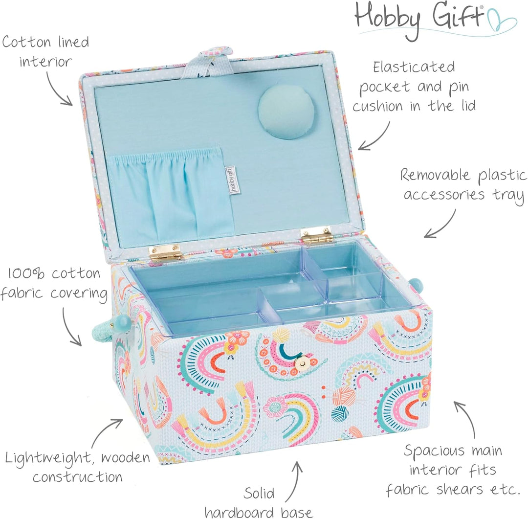 Hobby Gift Exclusive Mittelgrosse Nähhandwerk-Hobby-Aufbewahrungsbox, Zubehörablage, Nadelkissen, Ta