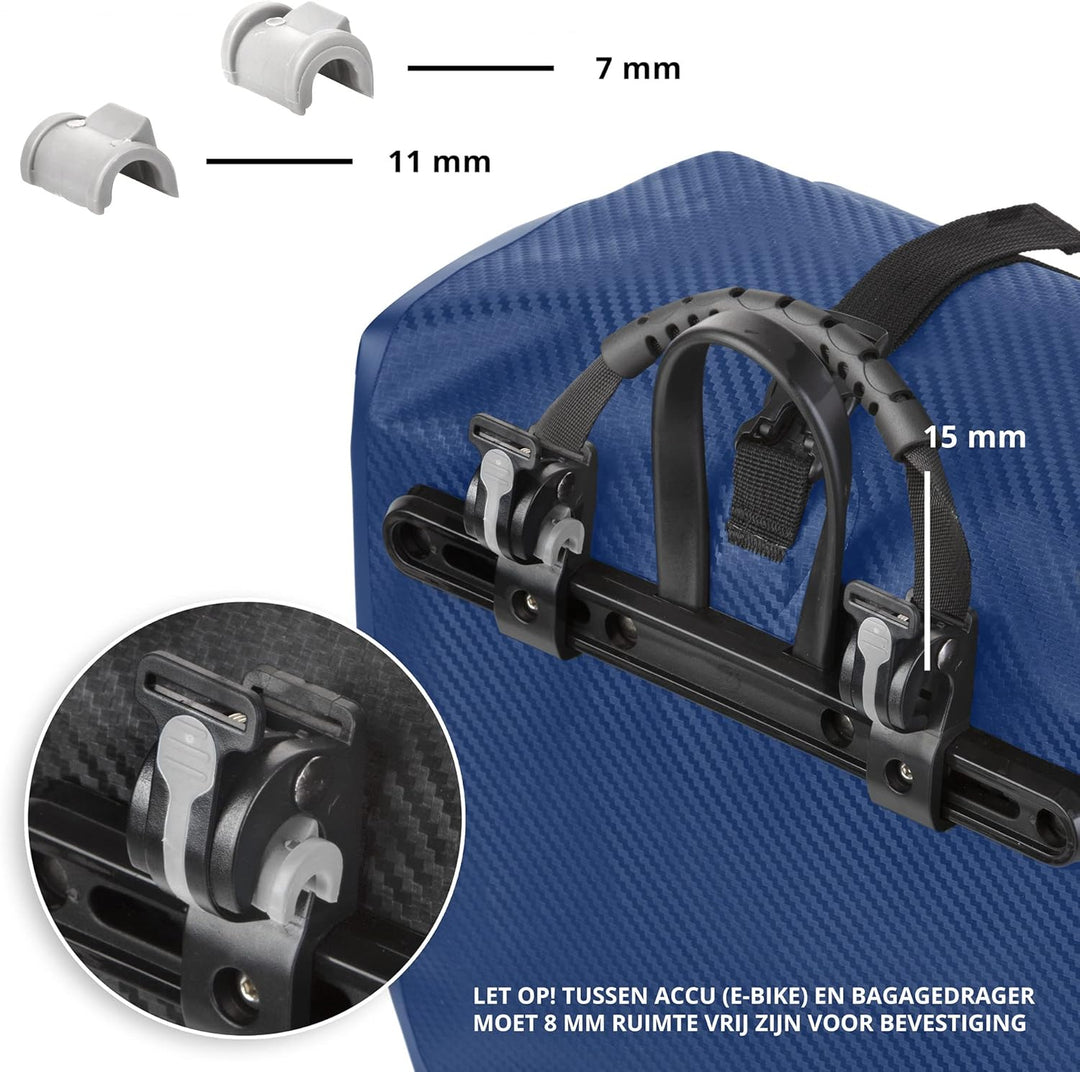 Dutch Mountains Pannier - Fahrrad Gepacktrager - 100% wasserdicht (Blau, 24 ltr) Blau 24 ltr, Blau 2