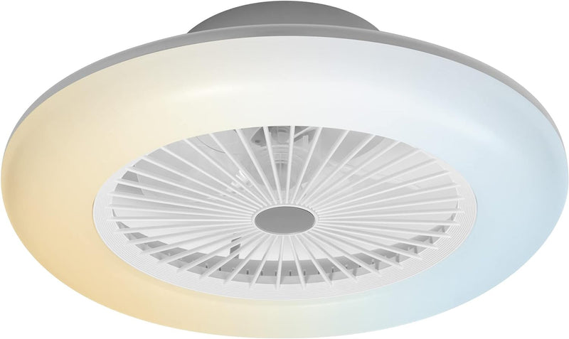 LEDVANCE Smarte WiFi LED Deckenventilator Leuchte, rund, weiss, dimmbar, regelbare Luftgeschwindigke