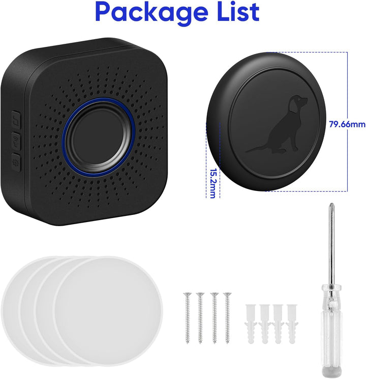 MYPIN Drahtlose Hundetürklingel, Drahtlose Hundetürklingel mit IP65 Wasserdicht, Funktioniert 1000 M