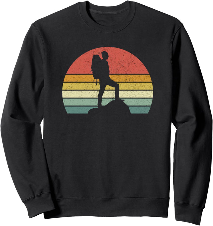Wandern Wanderer Backpacking Vintage Sonnenuntergang Sweatshirt