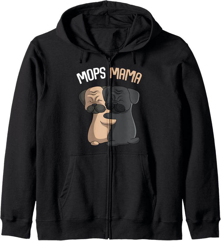 Mops Mama Hundehalterin Frauchen Kapuzenjacke