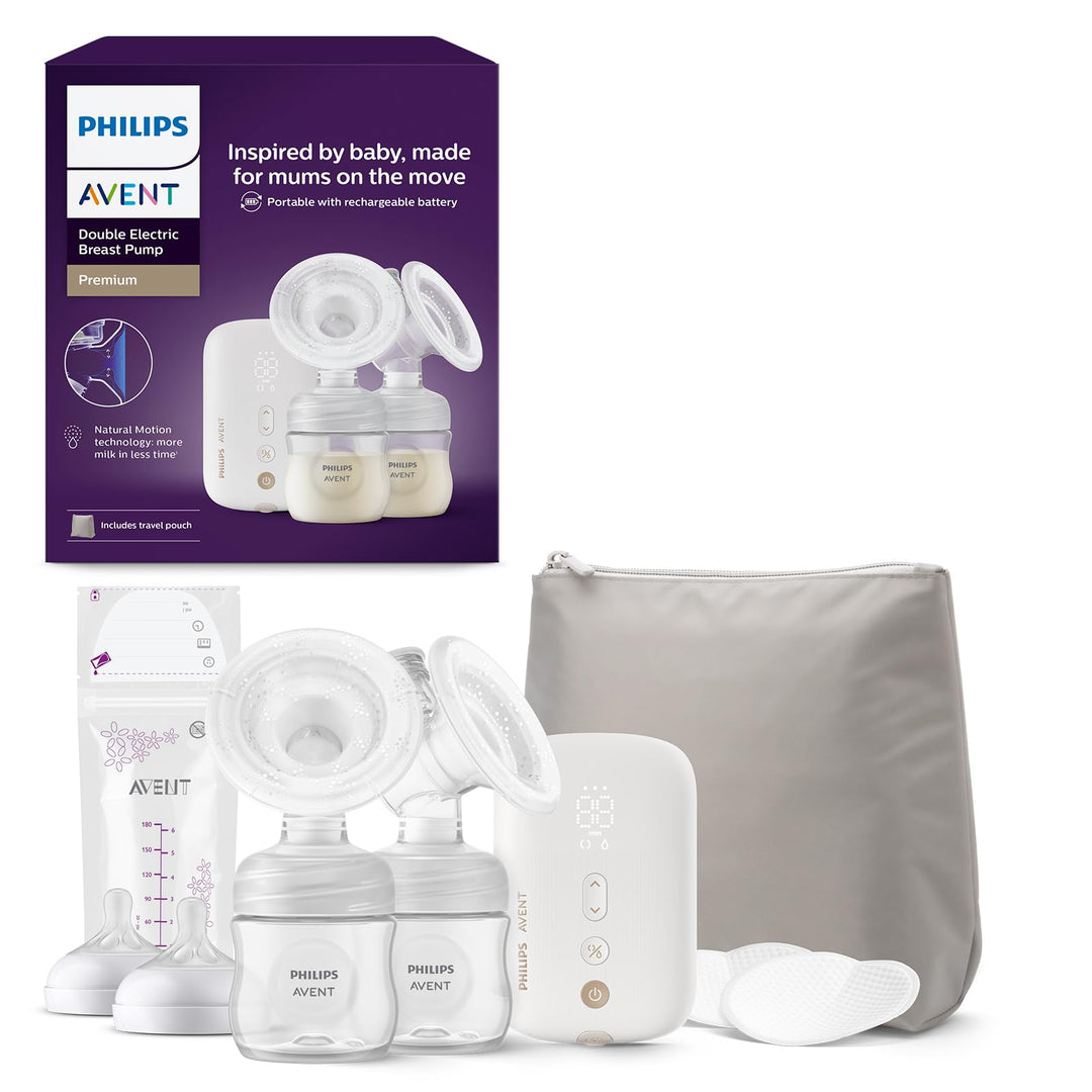 Philips AVENT Doppelmilchpumpe Premium - mit Natural Motion Technologie, wiederaufladbarem Akku, Tim