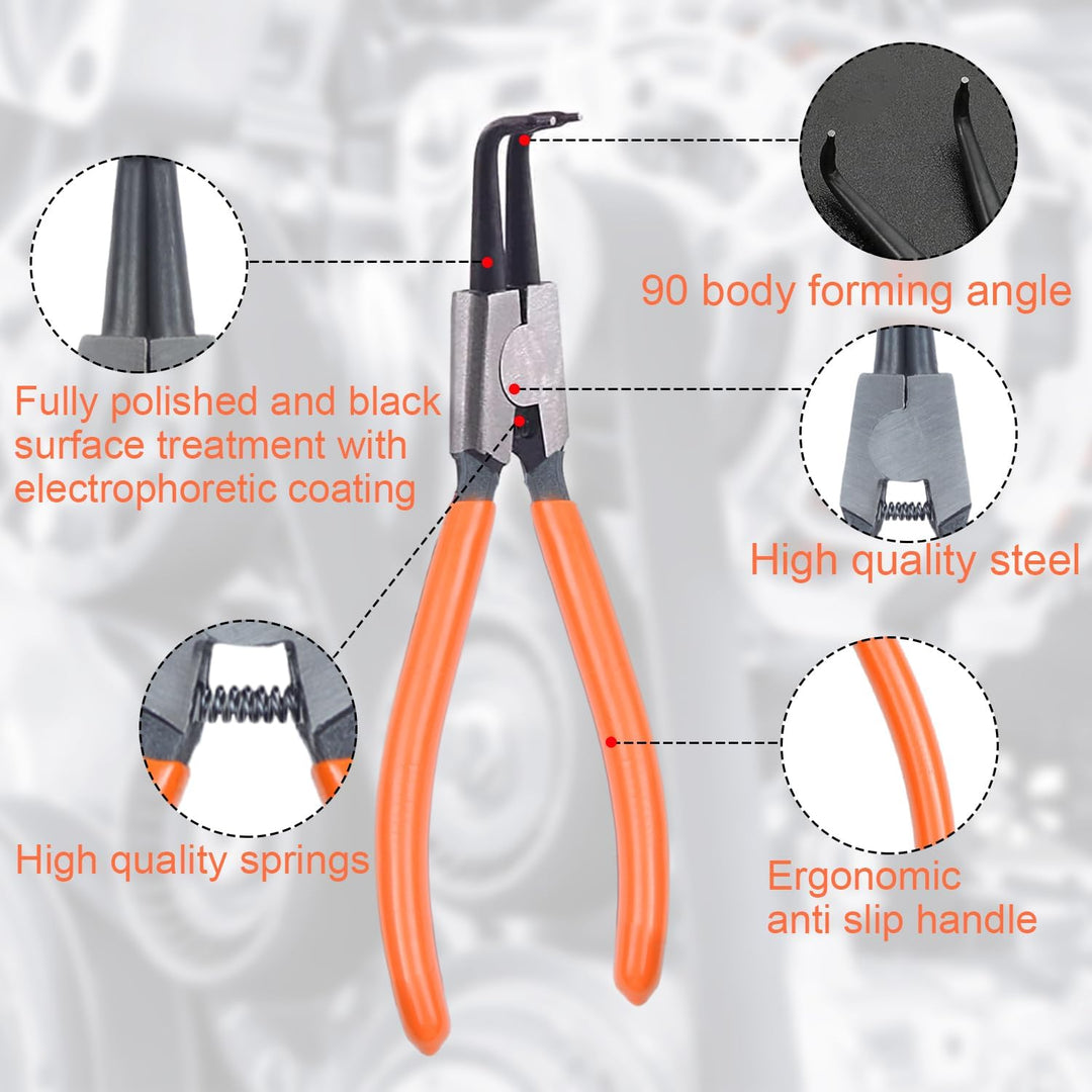 TUZHE Sprengringzangen Set 4tlg 7.1"/180mm, Sicherungsringzange Set mit Tasche, Sprengringzange für