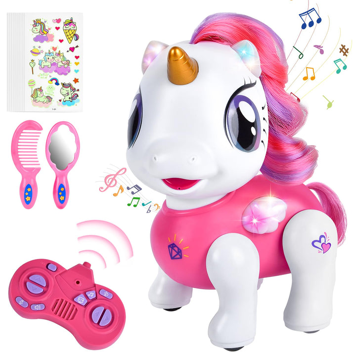 Einhorn Roboter für Mädchen, Ferngesteuertes Einhorn Roboter Spielzeug mit Tanz & Musik, Tonaufnahme