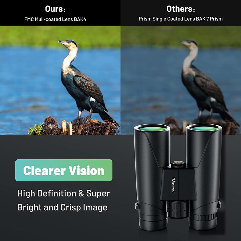 Kylietech Fernglas 12x42 HD Kompakte Ferngläser wasserdicht für Vogelbeobachtung, Wandern, Jagd, Sig