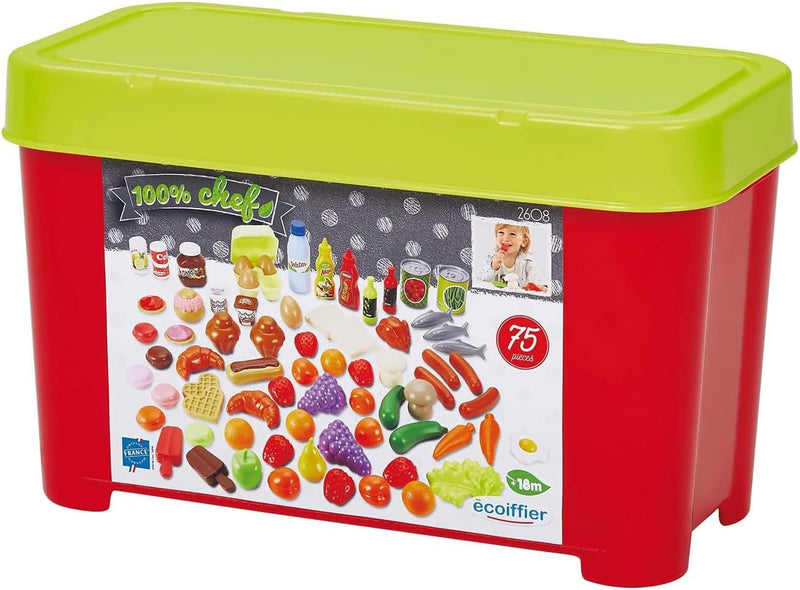 Ecoiffier - 75tlg. Lebensmittel-Set - für Kinder ab 18 Monaten, ideales Zubehör-Paket für Kaufladen