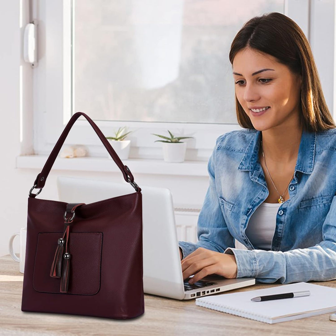 HAWEE Damen Handtasche Kunstleder Grosse Schultertasche Shopper Umhängetasche Frauen Elegante Henkel