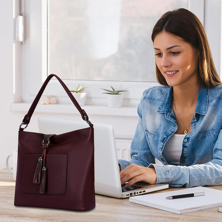 HAWEE Damen Handtasche Kunstleder Grosse Schultertasche Shopper Umhängetasche Frauen Elegante Henkel