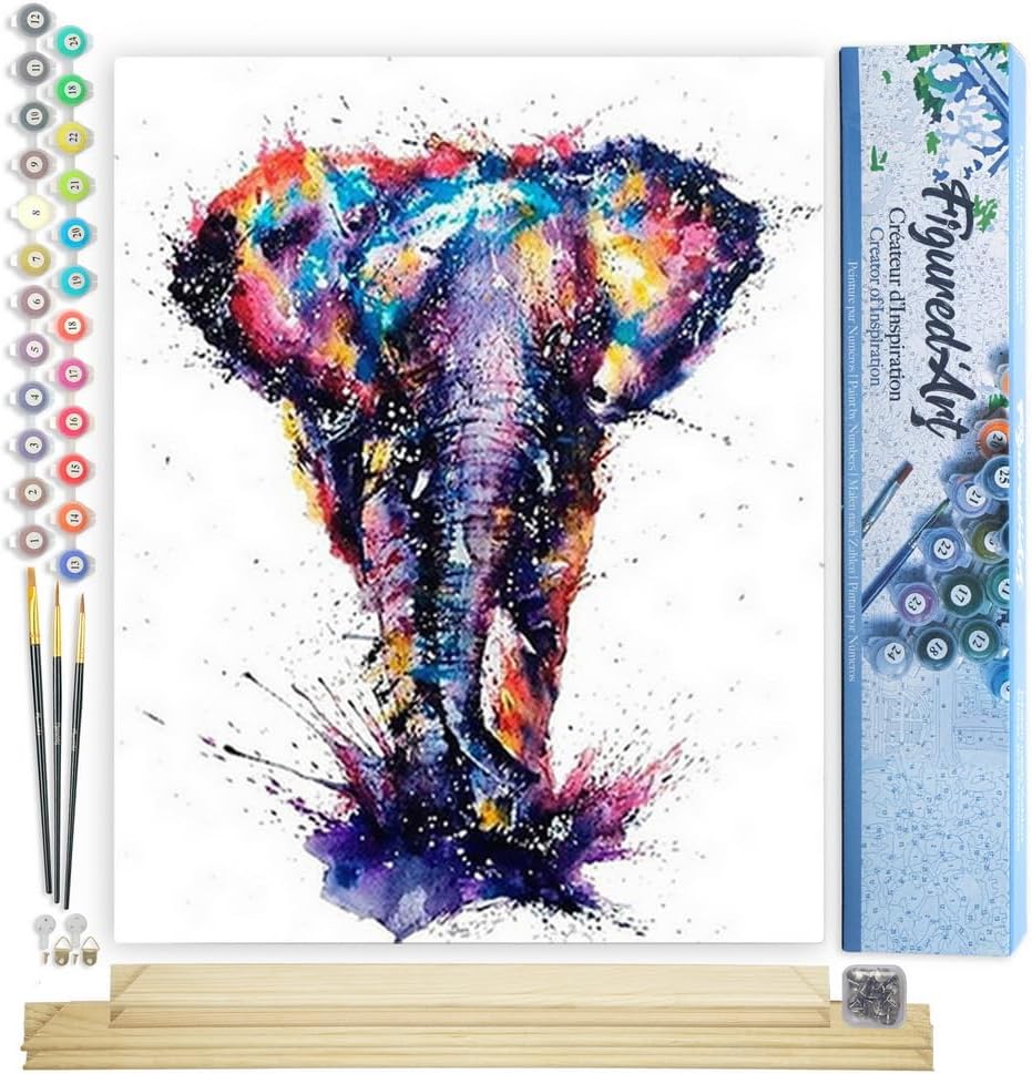 Figured'Art Malen Nach Zahlen Erwachsene Mit Rahmen Asiatischer Elefant Malerei - Paint by Numbers B