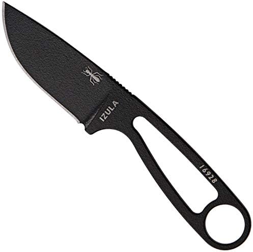 ESEE Knives Izula Fixed Blade Knife w/Survival Kit, Sheath & Clip Plate Schwarz, Schwarz
