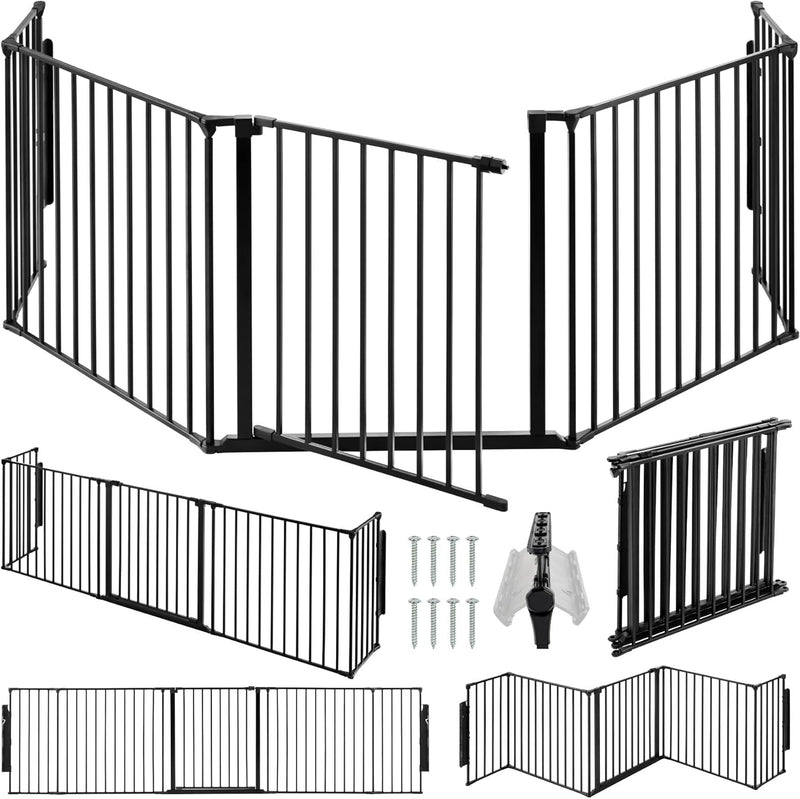 tectake Kaminschutzgitter Metall, Schutzgitter, Laufstall, Absperrgitter, Ofenschutzgitter, Hundegit