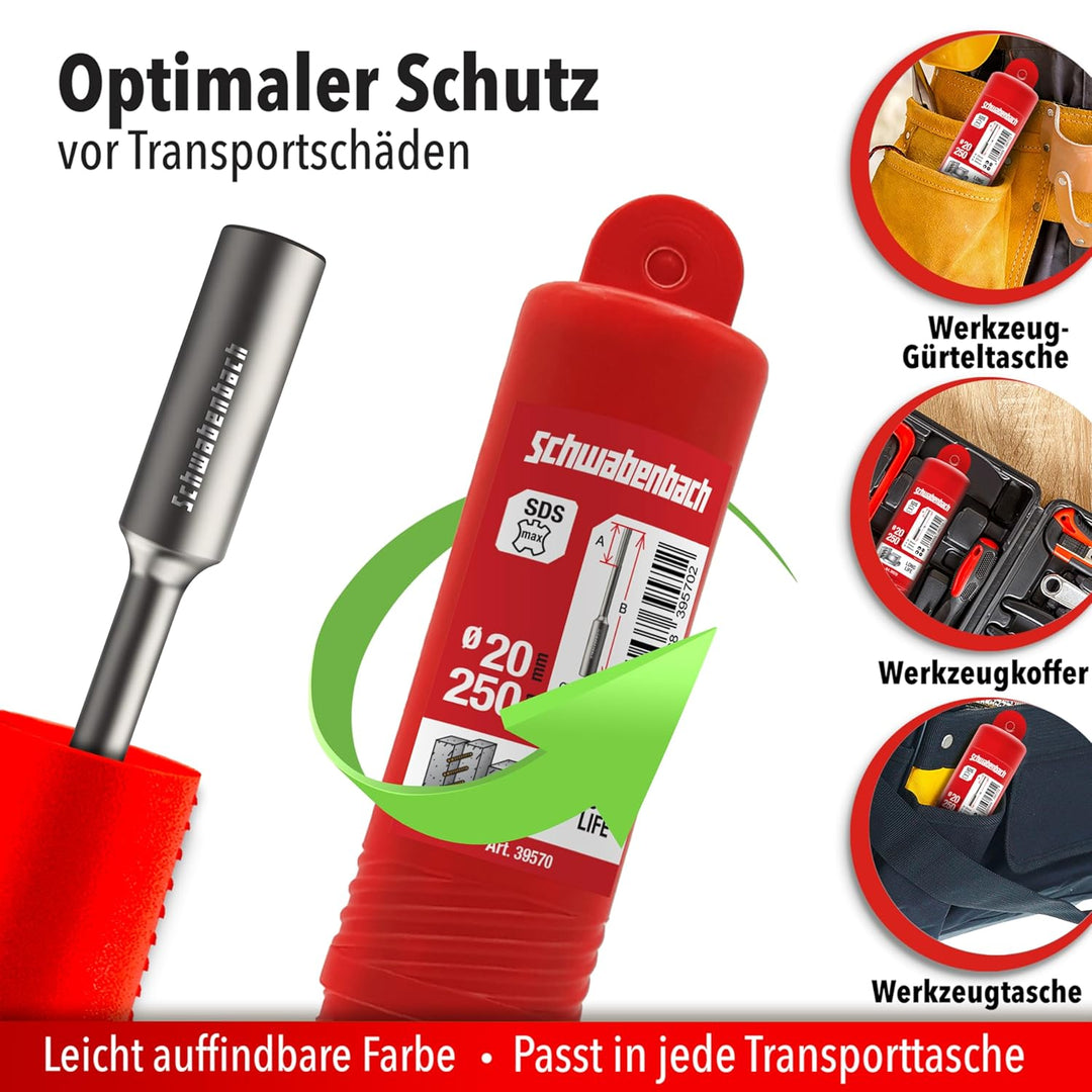 SCHWABENBACH ® SDS MAX Erdnageleintreiber zum Einstecken von Tiefenerder 250 x Ø 32 mm, Innen Ø 20 m