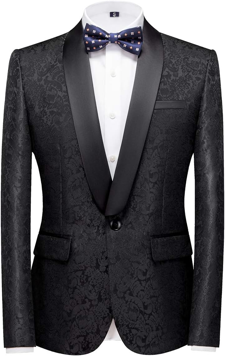 Anzug Herren 3-Teillig mit Schalkragen Muster Hochzeit Formell Business Smoking Jacke Weste und Hose