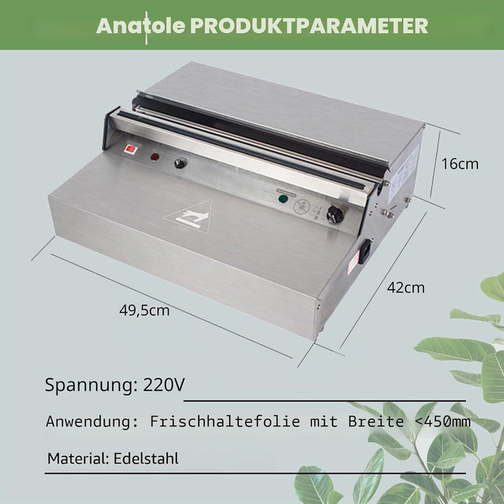 Anatole Frischhaltefolie Verpackungsmaschine aus Edelstahl 450mm Elektrischer Folienspender Kommerzi