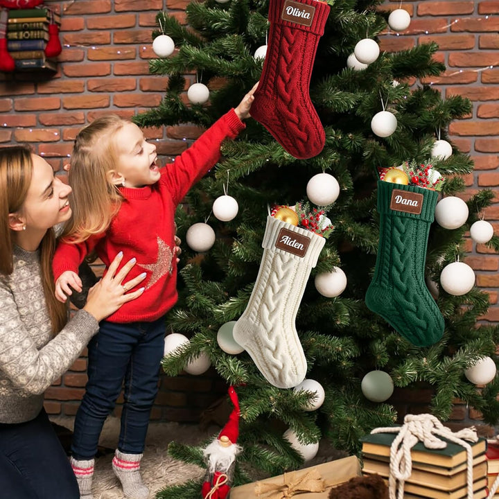 NIBESSER Weihnachtsstrumpf Personalisiert 2er Set Nikolausstrumpf mit Benutzerdefinierte Namen 18” G