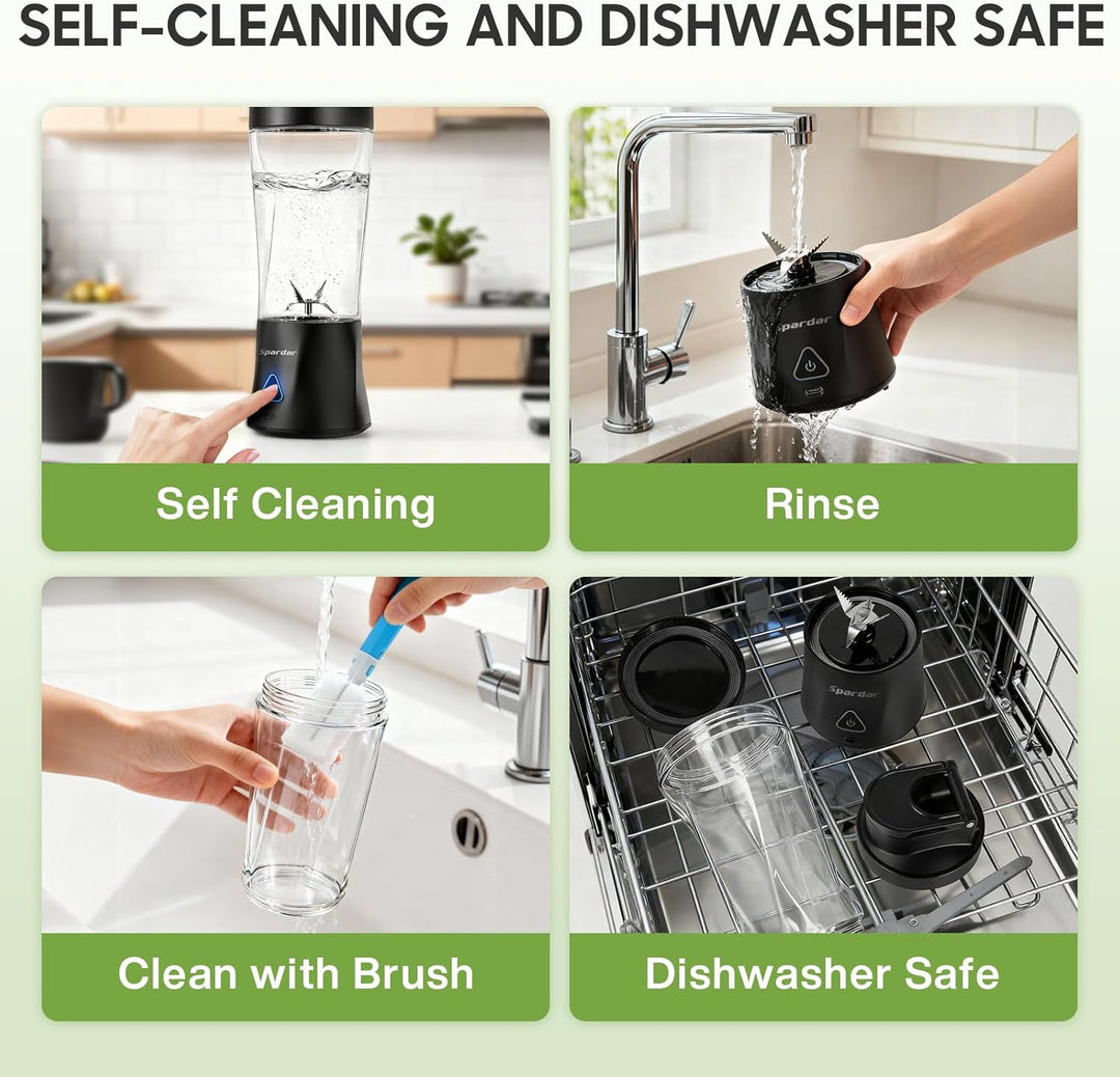 Smoothie Maker to go, 700 ml Portable Blender, 6000 mAh, Selbstreinigungsfunktion, Inklusive 6 Schar