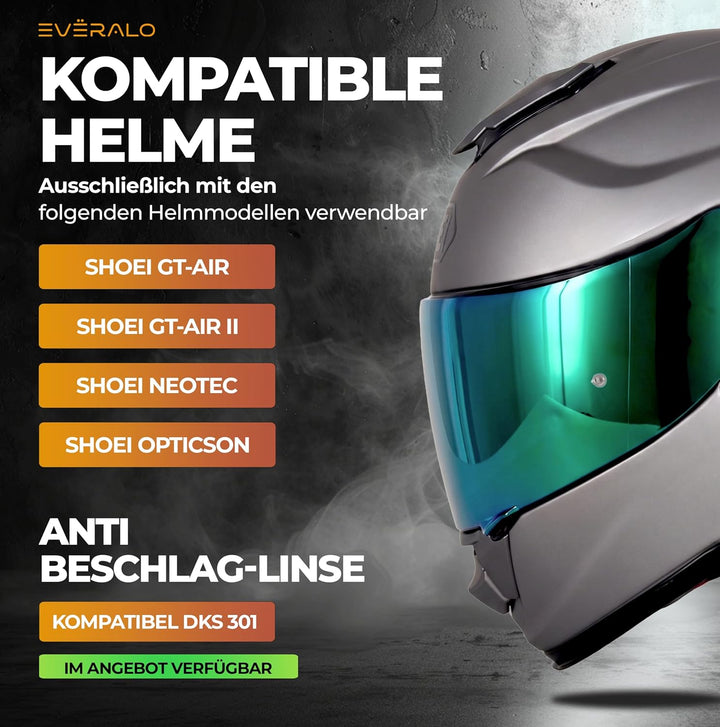 kompatibel mit Visier Shoei Gt Air - Gt Air 2 - Neotec - Opticson - Cns 1 (Grun Chrom), Grun Chrom