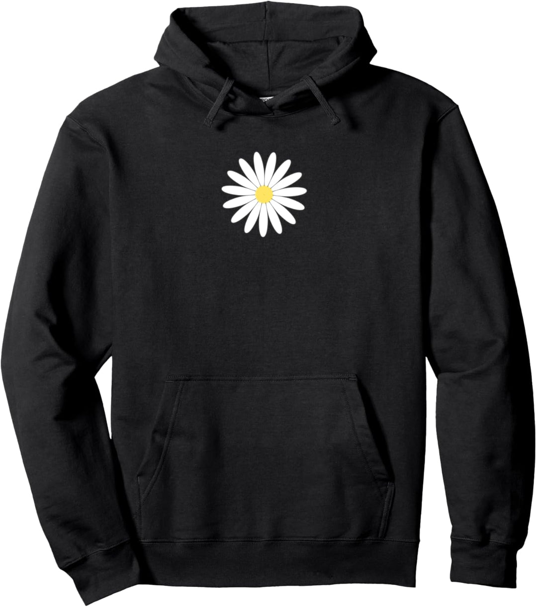 Simple White Daisy Center Icon Pullover Hoodie