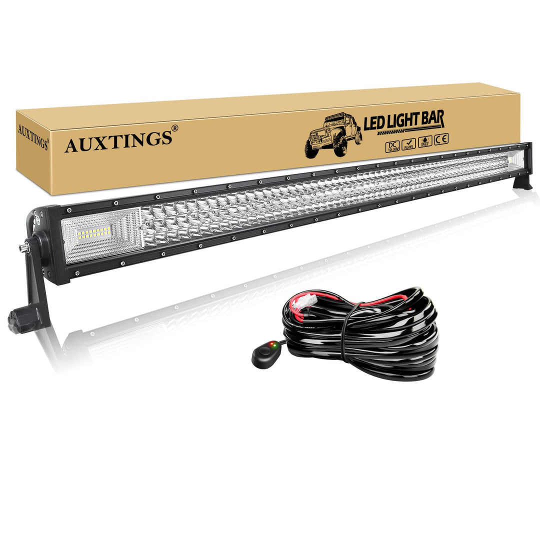 AUXTINGS 132 cm 52 Zoll 675W Dreireihige LED-LICHTLEISTE Spot Fahren Nebelscheinwerfer Flutlicht Spo