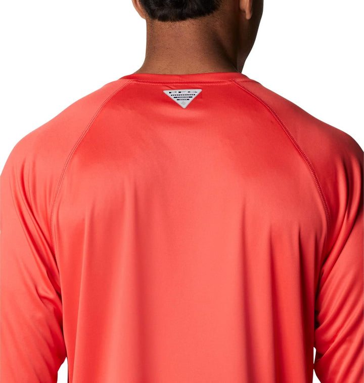 Columbia Terminal Tackle Langarmhemd für Herren Roter Hibiskus/Weisses Logo S, Roter Hibiskus/Wei&#x