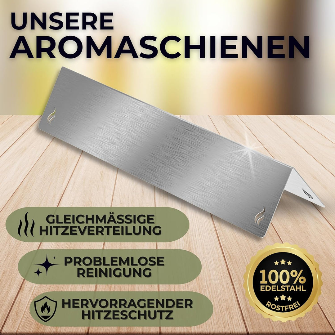 Aromaschienen & Brennerabdeckung für Weber Spirit 210/220 E210 S210 E220 S220 | Edelstahl 3er Set –