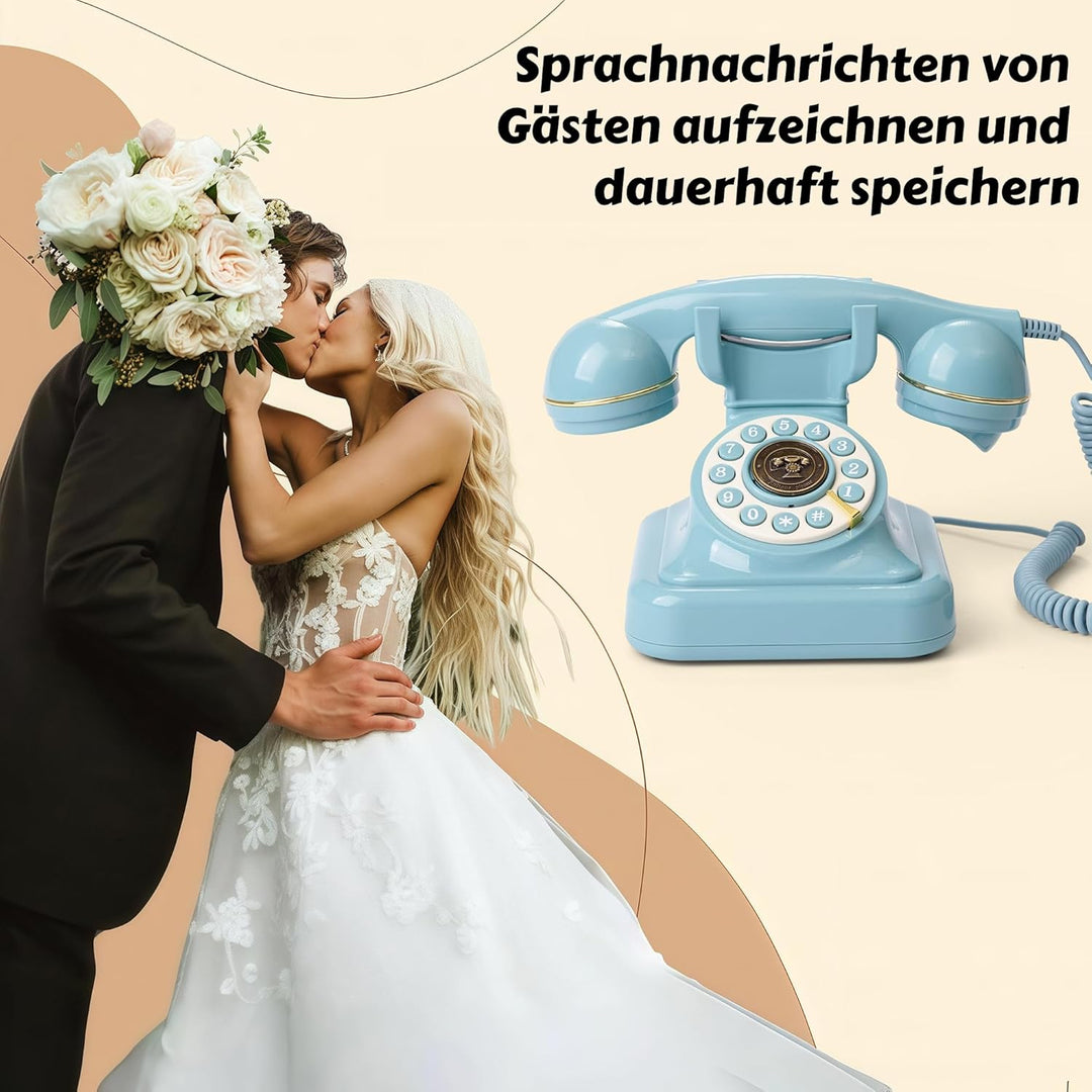 RetroVox Audio Gästebuch – Hochzeits-Telefon-Gästebuch: Einfach zu bedienen und Macht Spass (A Blau)