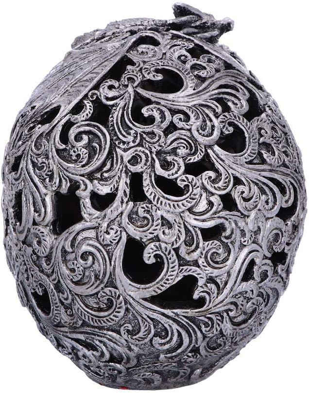 Nemesis Now Dekofigur mit Drachenschädel, silberfarben, Polyresin, Einheitsgrösse
