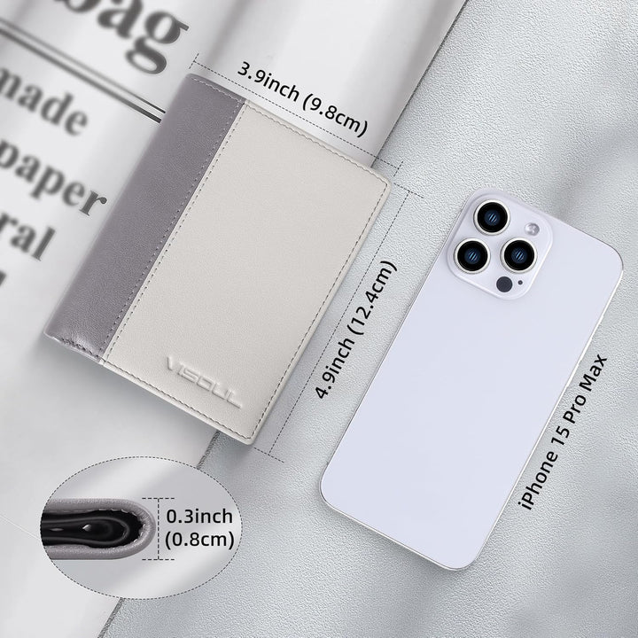 VISOUL Echt Leder Geldbörse Herren mit RFID Schutz Portemonnaie Gross mit Münzfach 10 Fächer Echtled