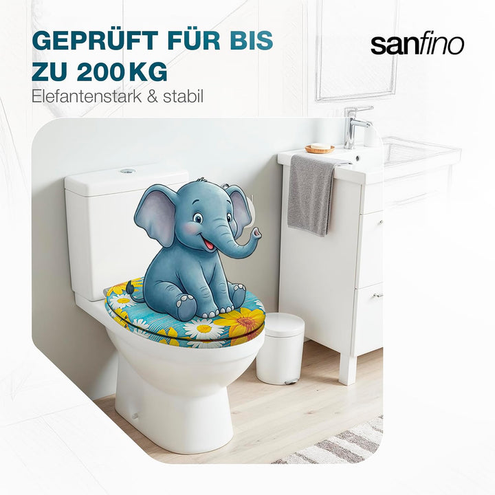 SANFINO® Premium WC Sitz mit Absenkautomatik – hochwertige Toilettendeckel aus Holz, viele bunte Mot