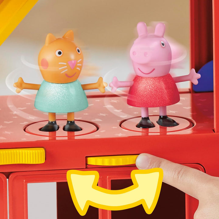 Peppa Pig Peppas 2-in-1 Party Bus Playset, Spielzeugauto mit vielen Accessoires und 3 beweglichen Fi