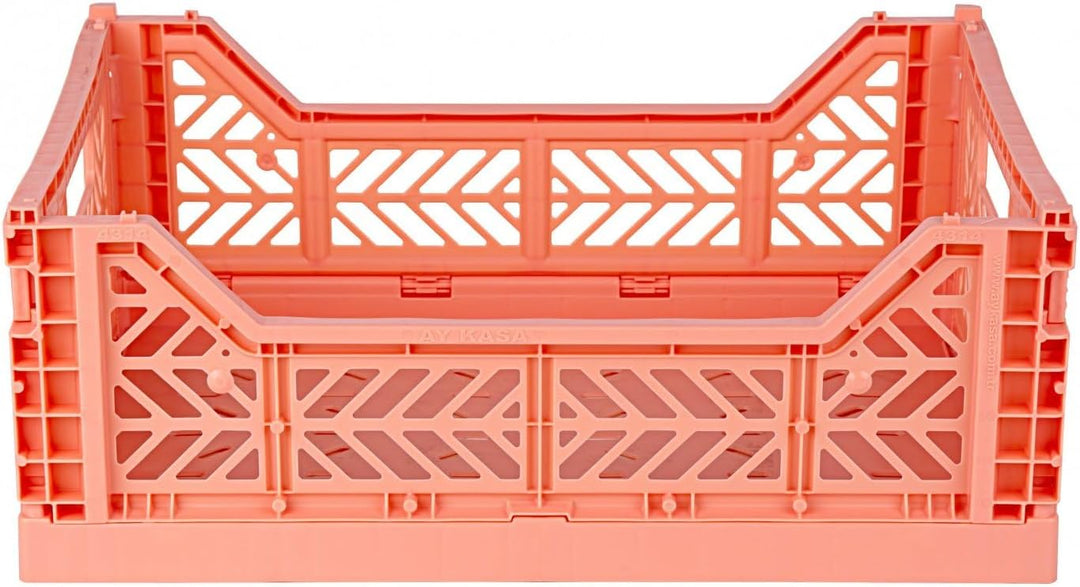 AYKASA Klappkiste, stabile Faltkiste aus Kunststoff, stapelbar, Salmon, Midi (40x30x14cm) Salmon Mid