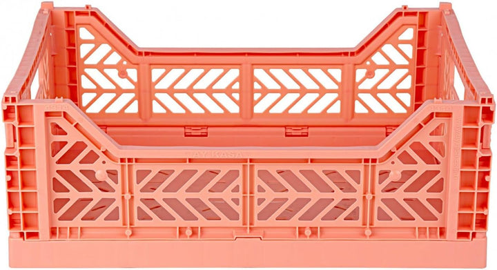 AYKASA Klappkiste, stabile Faltkiste aus Kunststoff, stapelbar, Salmon, Midi (40x30x14cm) Salmon Mid