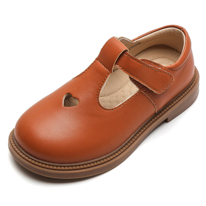 DADAWEN Mädchen Mary Jane Halbschuhe Taufschuhe Geschlossene Ballerinas 26 EU Braun, 26 EU Braun