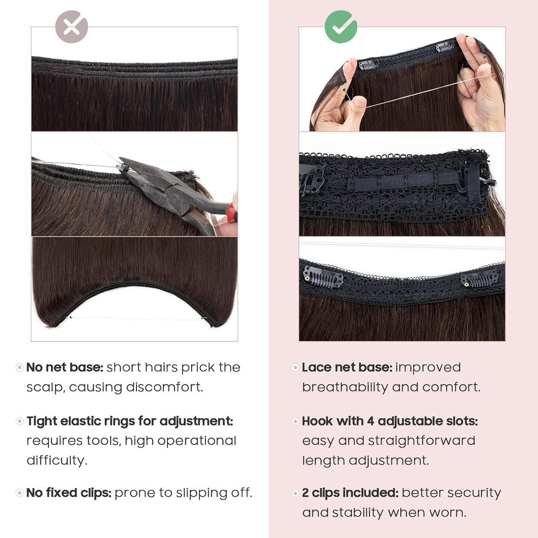 Extensions Echthaar mit transparenter Schnur, Silk-co Wire in ExtensionsDunkelbraun 75g, Secrets Hai