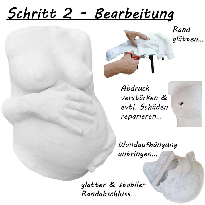 ALLES DRIN | Gipsabdruck Babybauch Set inkl. Glättung & Veredelung | 1A Geschenke für werdende Mütte