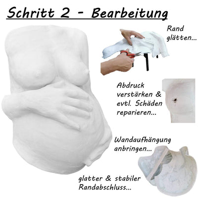 ALLES DRIN | Gipsabdruck Babybauch Set inkl. Glättung & Veredelung | 1A Geschenke für werdende Mütte