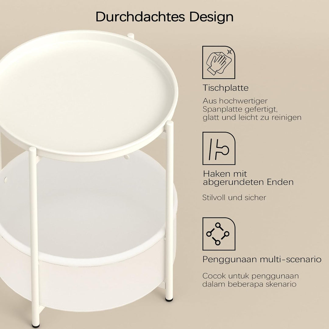 Garden 4 you Beistelltisch Rund, Sofatisch 2 Ebenen, Metall Balkontisch, Kleiner Tisch, Couchtisch m
