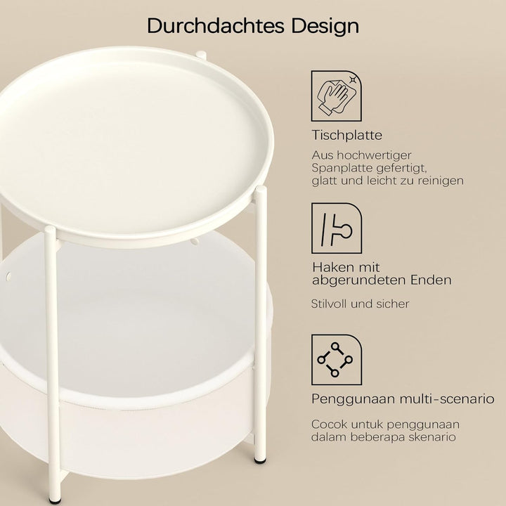 Garden 4 you Beistelltisch Rund, Sofatisch 2 Ebenen, Metall Balkontisch, Kleiner Tisch, Couchtisch m