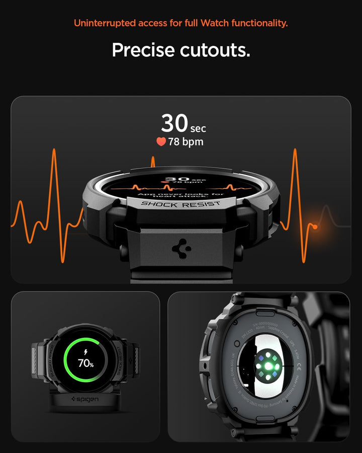 Spigen Rugged Armor Pro Hülle mit Band für Samsung Galaxy Watch 9/8 40mm | TPU-Unibody-Hülle mit Arm