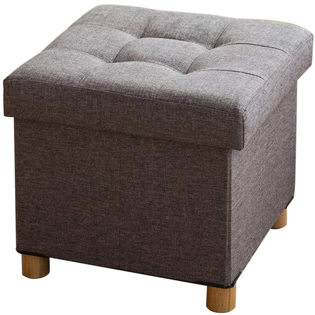 BRIAN & DANY Sitztruhe Sitzhocker Fusshocker mit Stauraum und Deckel mit Holzfüssen, 38 x 38 x 38 cm
