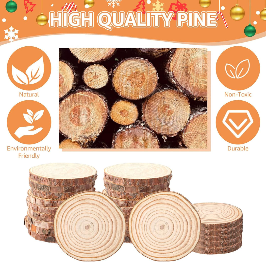 APACALI 35 Stück Holzscheiben Zum Basteln, 9-10cm Baumscheiben mit Rinde, Holzscheiben Ohne Loch, Ru