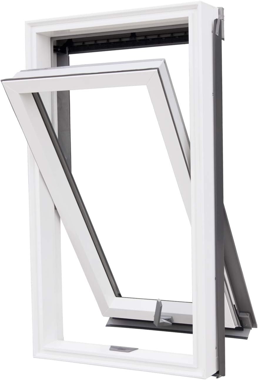 Kunststoff Dachfenster Balio Schwingfenster mit Eindeckrahmen und Rollo (Verdunkelungsrollo) 114x112