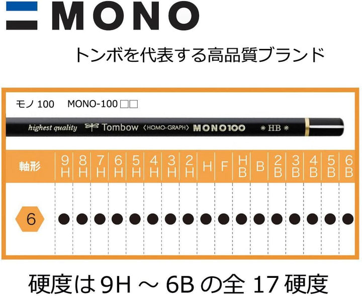 Tombow MONO-100-6H Bleistift Mono 100 Härtegrad 6H, 12-er Set, Härtegrad 6H