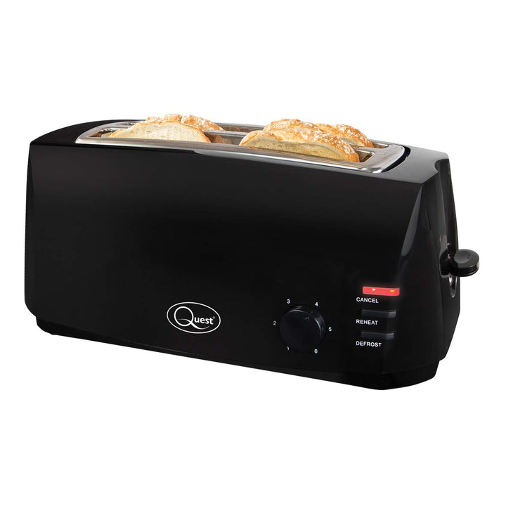 Quest 35069 Toaster mit 4 Schlitzen, extra breite Schlitze, Cool Touch, 1400 W, Schwarz
