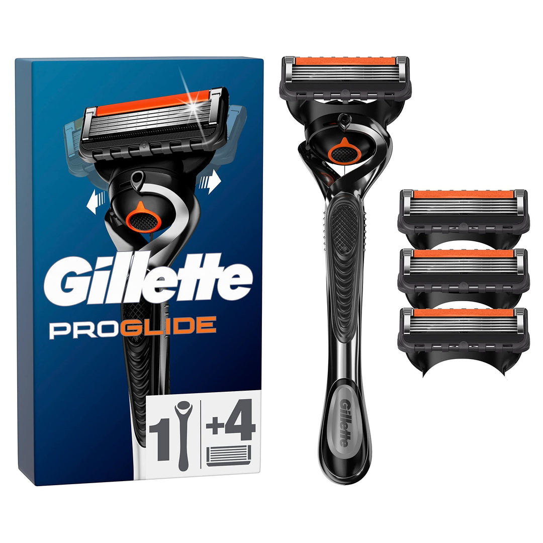 Gillette ProGlide Nassrasierer Herren Set, Rasierer + 4 Rasierklingen mit 5-fach Klinge, Geschenk fü