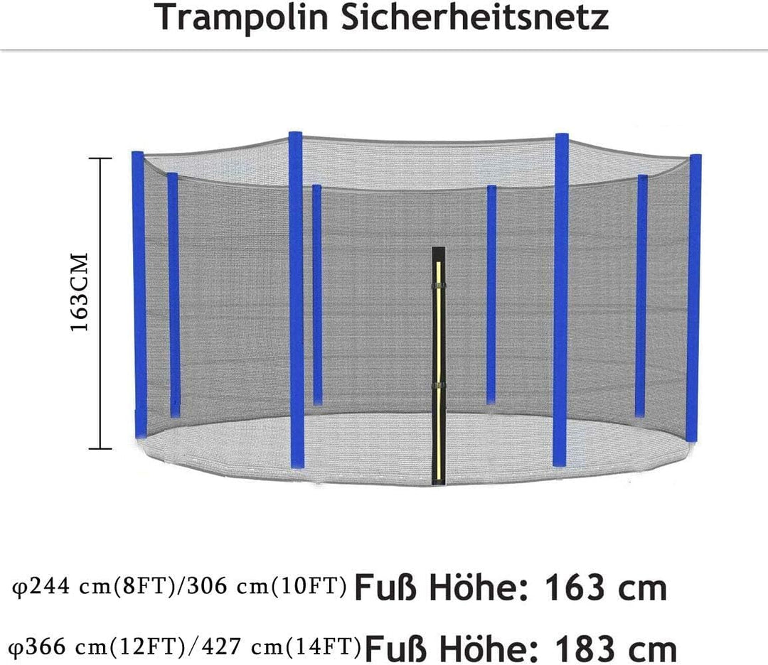 Trampolin Ersatzteile für Gartentrampolin, Trampolin Netz Ø 244 306 366 427 cm füR 6/8 Stangen, Tram
